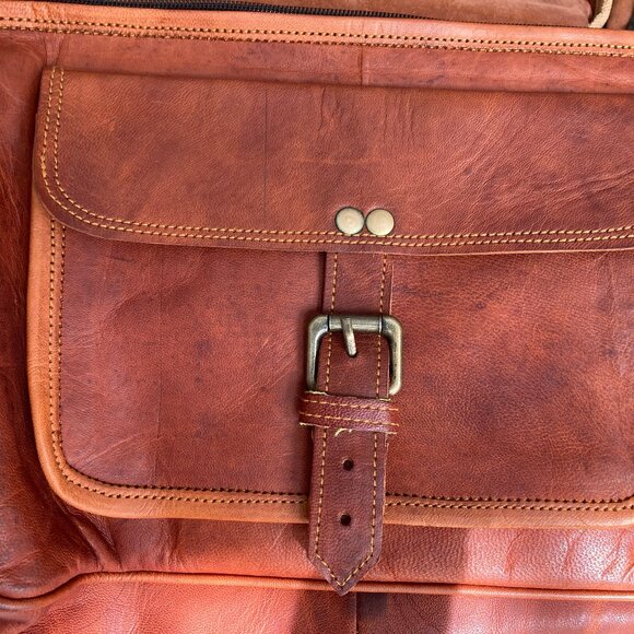 FINAL PRICE: Vintage Indian Leather School Bag - Picture 9 of 12